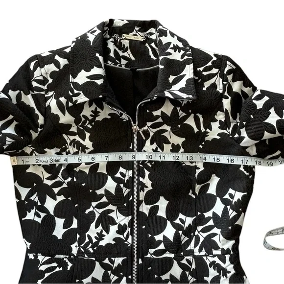 WHBM Brocade Black & White Zipper Jacket Coat size 0 xs - Picture 6 of 12